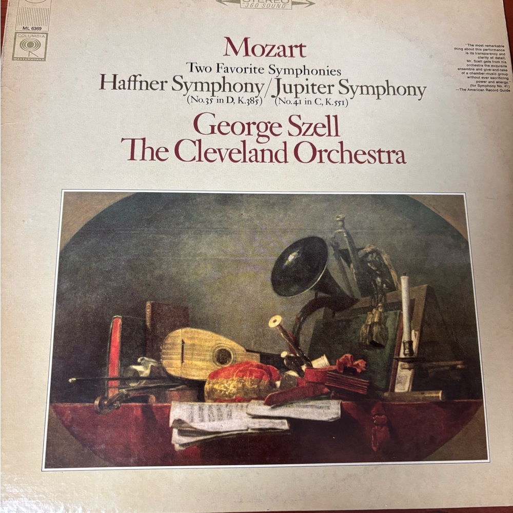 Mozart Vinyl Record two favorite symphonies